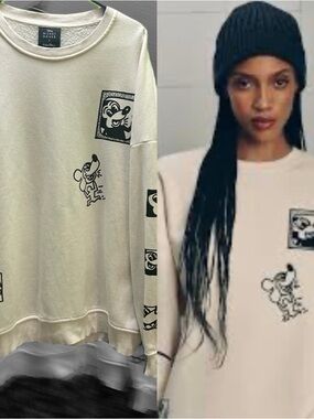 Disney Mickey Mouse x Keith Haring Cream Crewneck Sweatshirt XL